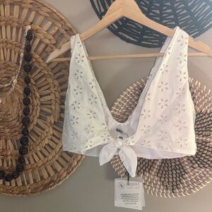 Beach Riot White Eyelet Bikini Top NWT